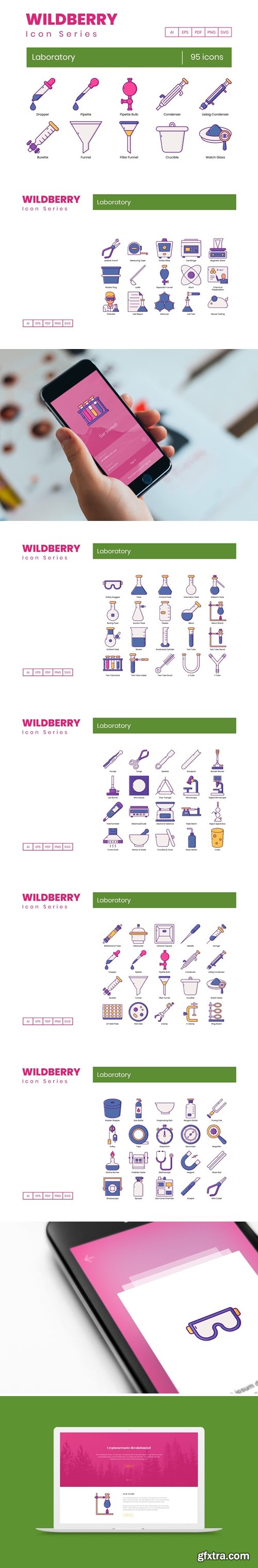 95 Laboratory Icons - Wildberry Series