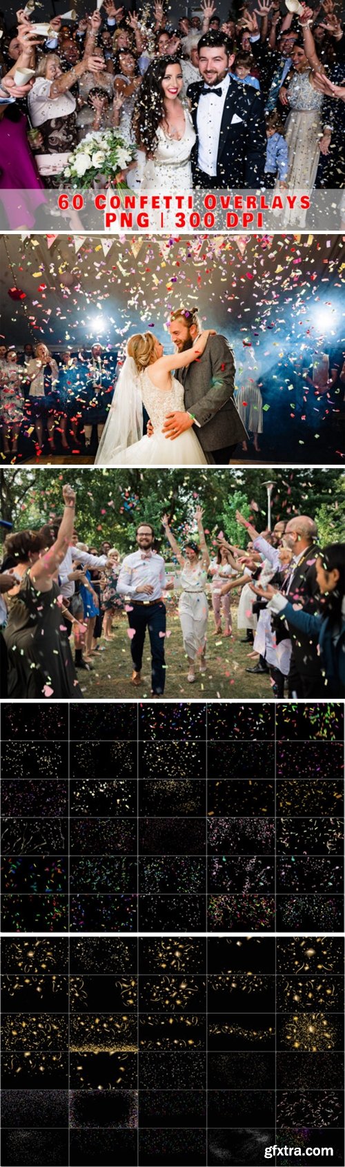 60 Falling Confetti Overlays, Birthday 2998864