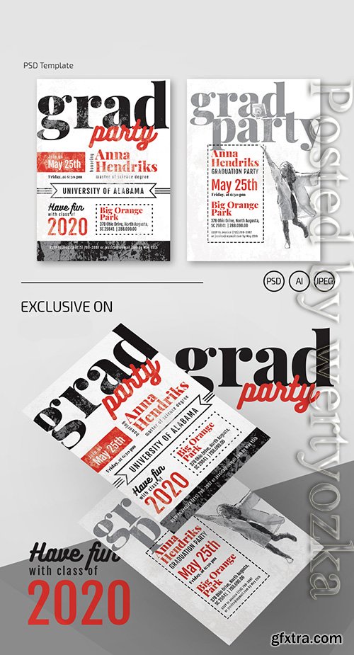 Graduation invitation - Premium flyer psd template