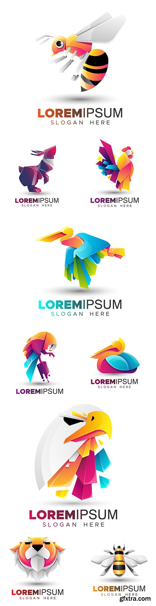 Origami and flat modern animal logo design 3
