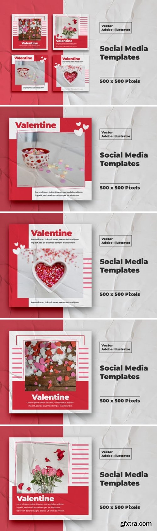 Valentine Instagram Templates Vector