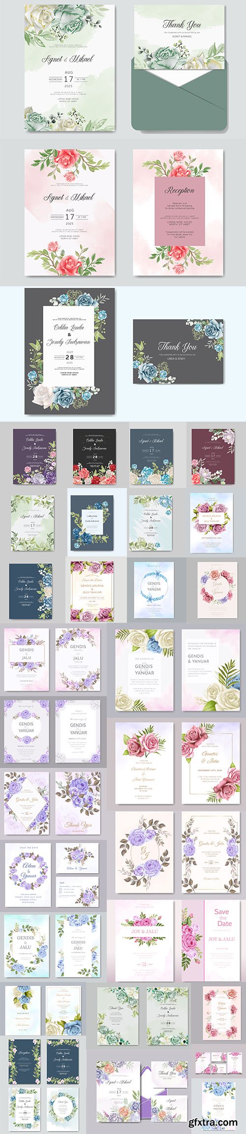 Beautiful Floral Wedding Invitation Bundle