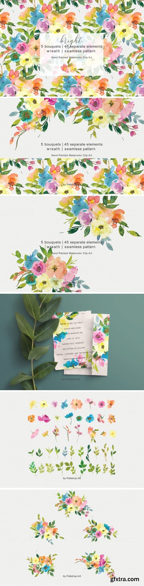 Colorful Watercolor Floral Clip Art 3008278