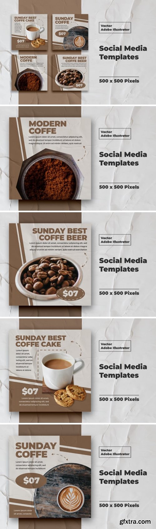 Coffe Instagram Templates Vector 3008127