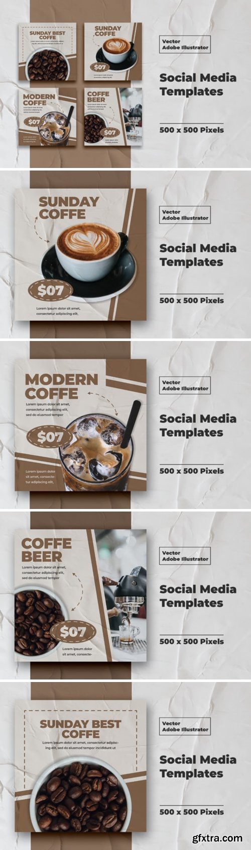 Coffe Instagram Templates Vector 3008137