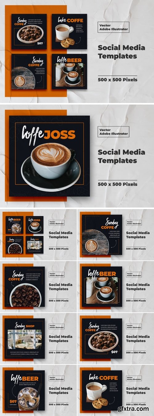 Coffe Instagram Templates Vector