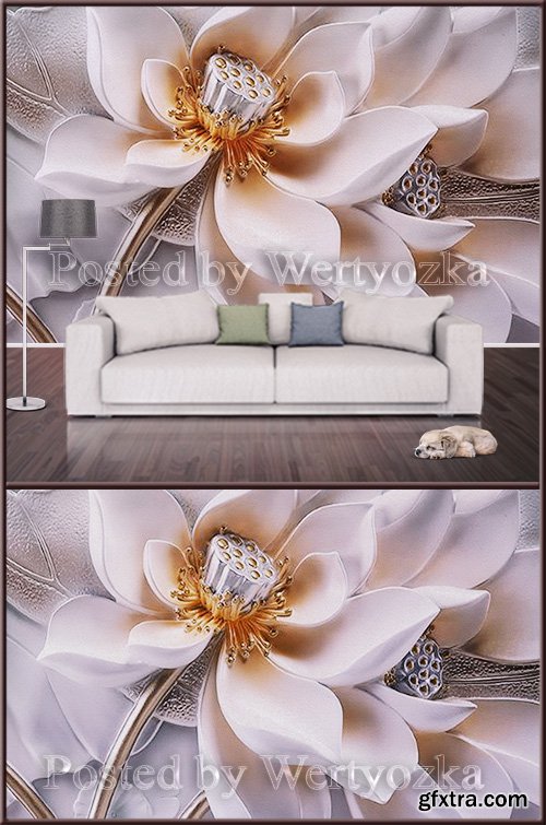 3D psd background wall elegant flower