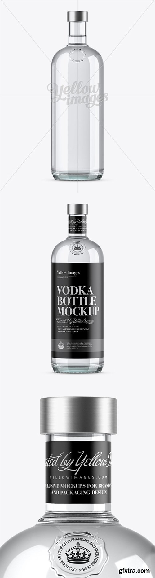 1L Clear Glass Vodka Bottle Mockup 14607