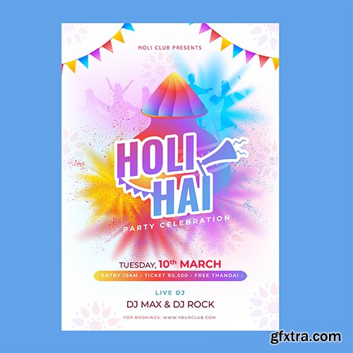 Holi Hai Party Celebration Template Flyer