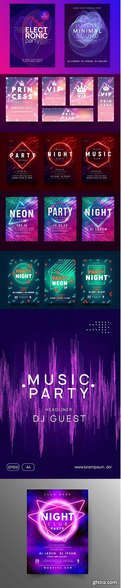 Vip Music Club Flyer Template Set