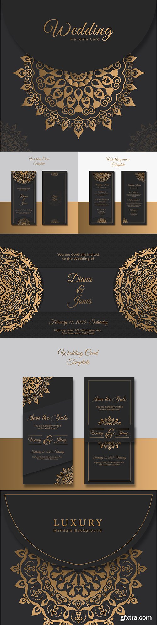 Elegant wedding invitation luxury template mandala
