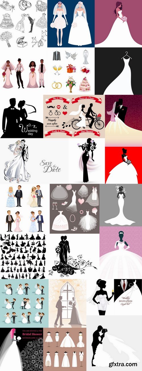 Wedding dress the bride groom invitation card postcard cover a template 25 EPS