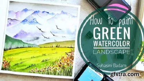 Fun and easy Watercolor Landscape : Learn to paint this serene Green landscape with watercolors