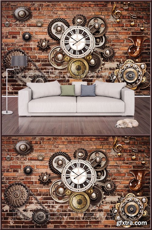 3D psd background wall Bar mechanic tooling wall