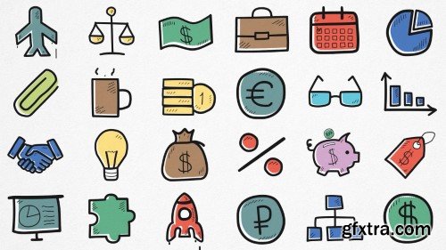 Videohive Hand-drawn Icons Pack 24679670