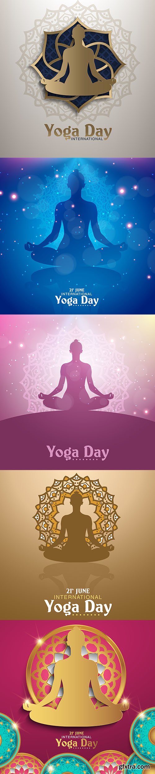 Abstract Yoga Day Background Vector Illustrations