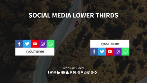 Lower Third with 5 Social Media Icons in a Row - 13206951