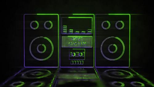 Radio Cassette Neon Music Visualizer - 14035408