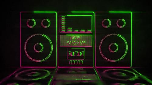 Radio Cassette Neon Music Visualizer - 14035408