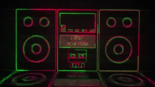 Radio Cassette Neon Music Visualizer - 14035408