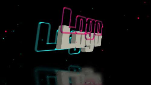 Neon 3D Logo With Particles - 13466421