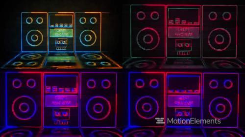 Radio Cassette Neon Music Visualizer - 14035408