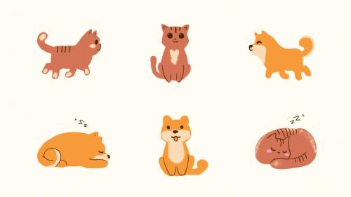 Cats and Dogs. Hand Drawn Pack - 12685091