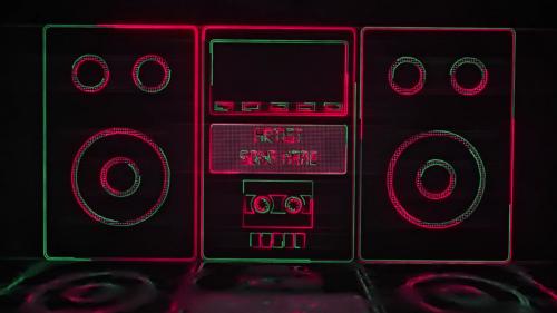 Radio Cassette Neon Music Visualizer - 14035408