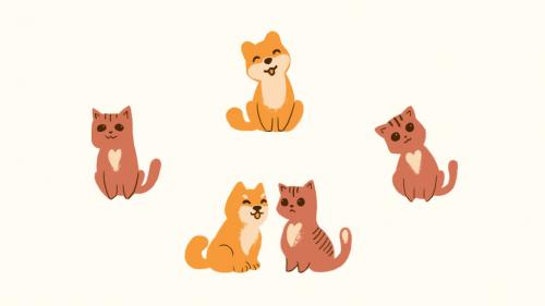 Cats and Dogs. Hand Drawn Pack - 12685091