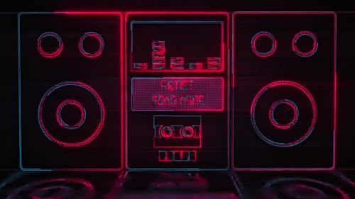 Radio Cassette Neon Music Visualizer - 14035408