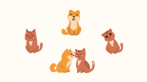 Cats and Dogs. Hand Drawn Pack - 12685091