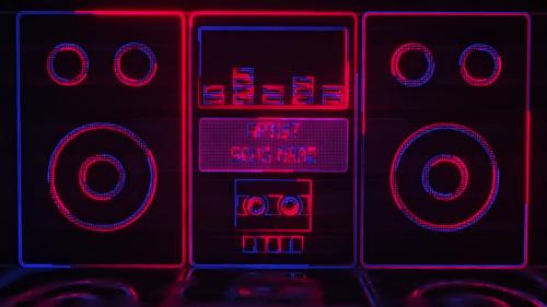 Radio Cassette Neon Music Visualizer - 14035408