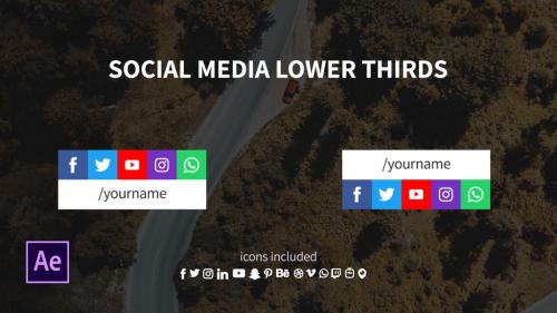 Lower Third with 5 Social Media Icons in a Row - 13206951