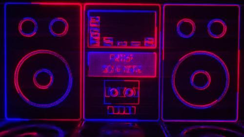 Radio Cassette Neon Music Visualizer - 14035408