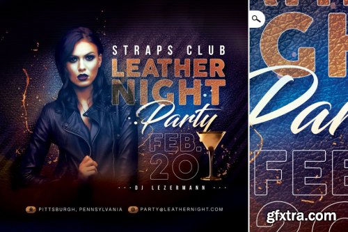 CreativeMarket - Leather Night Party Flyer 4461008