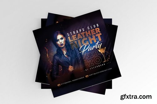 CreativeMarket - Leather Night Party Flyer 4461008