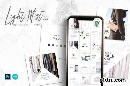 CreativeMarket - Mist Instagram Puzzle - Canva & PS 4458416