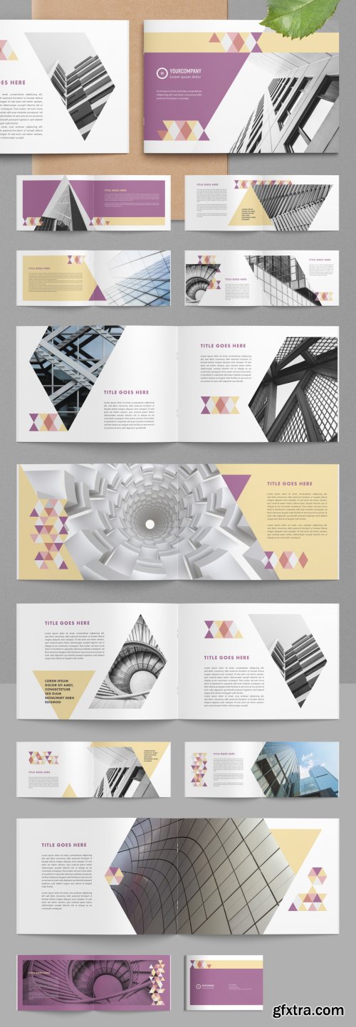 Modern Brochure Layout with Colorful Pattern Elements 321076941