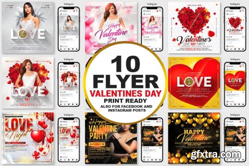 CreativeMarket - 10 Valentines Day Flyers Bundle 4547928