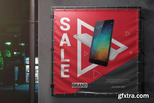 Square Outdoor Advertising Banner Mockup