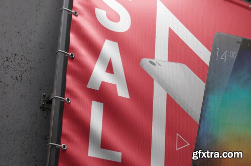 Square Outdoor Advertising Banner Mockup