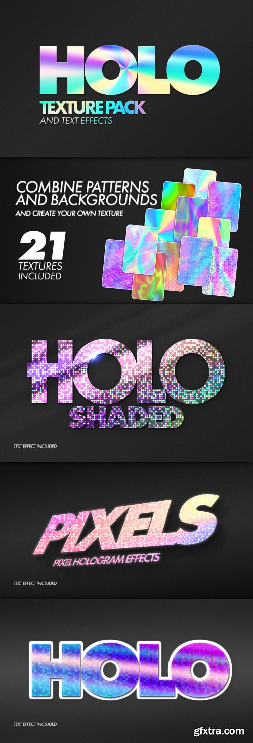 Holographic Texture Text Effect Mockup Bundle 321514539