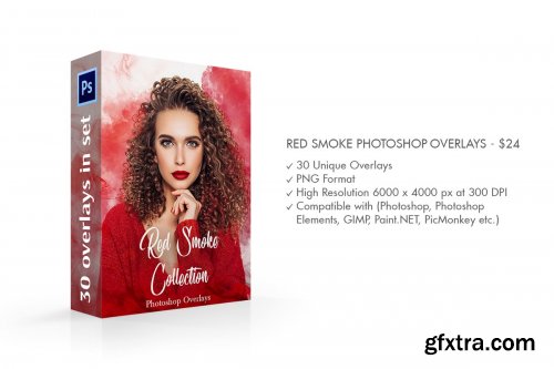 CreativeMarket - Red Smoke Photoshop Overlays 3894299