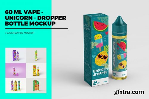 CreativeMarket - 60 ml Vape Unicorn Dropper MockUp 4400142