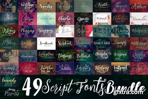 CreativeMarket - 49 Script Fonts Bundle 4552947