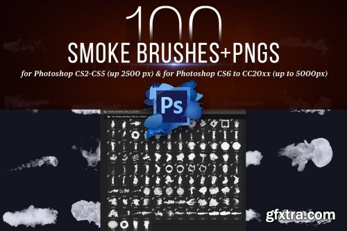 CreativeMarket - 100 Photoshop Smoke Brushes + PNGs 4421254