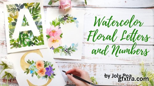  Watercolor Floral Letters and Numbers