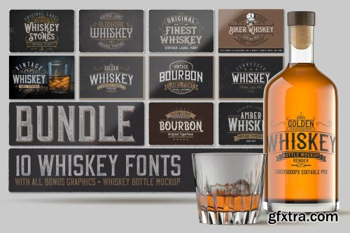 CreativeMarket - Whiskey Fonts Bundle 4577974