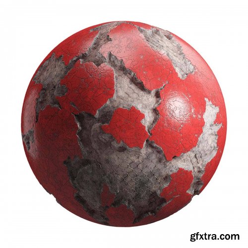 Damaged Red Painted Wall PBR Texture