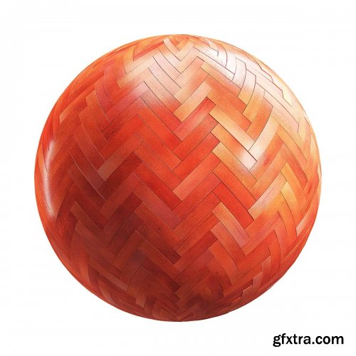 Red Herringbone Wood Parquet PBR Texture